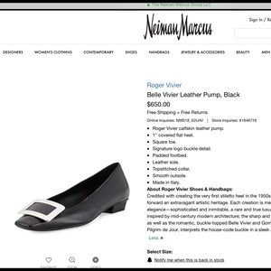 Belle Vivier pump, black leather, size 37.5 (71/2)